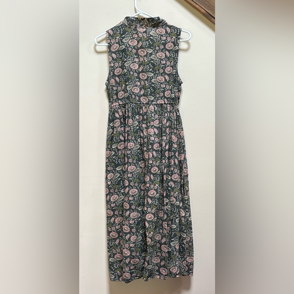 NATURAL LIFE Floral Midi Dress - Green and Pink